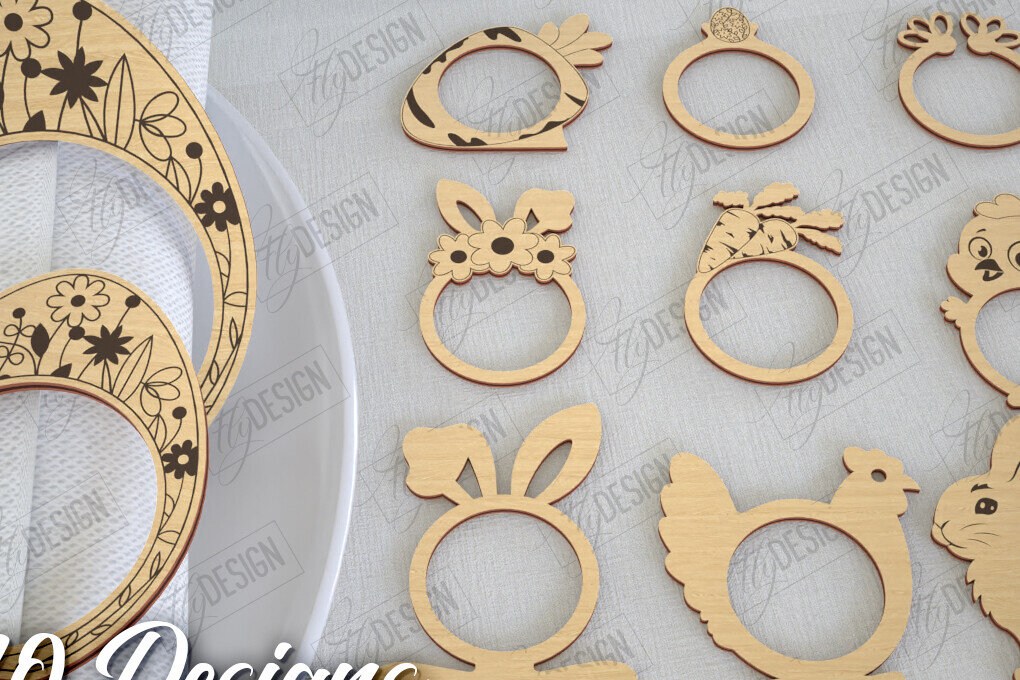 Σετ των 2 Intra απο ξύλο plywood  Χρώμα wenge 3mm-4mm πάχος - Δαχτυλίδια Πασχαλινής Χαρτοπετσέτας | Διακοπές Δίασταση 15x15 cm INTRAFABR-90090384