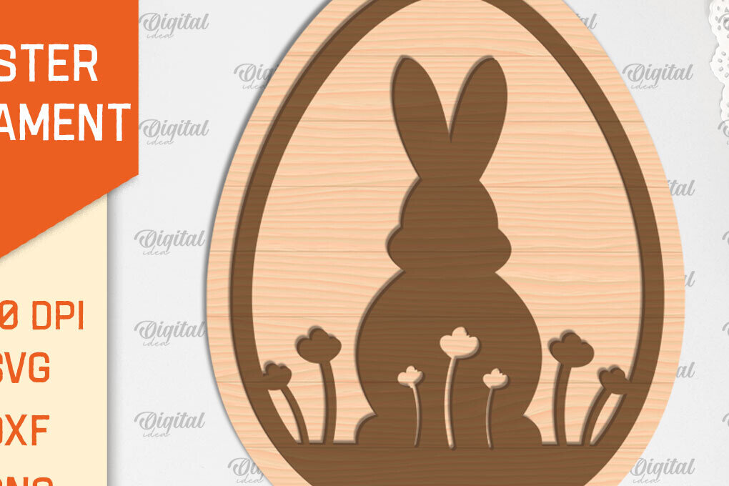 Σετ των 2 Intra απο ξύλο plywood  Χρώμα wenge 3mm-4mm πάχος - Πασχαλινό στολίδι . Λαγουδάκι του Πάσχα Δίασταση 6x6 cm INTRAFABR-118025749