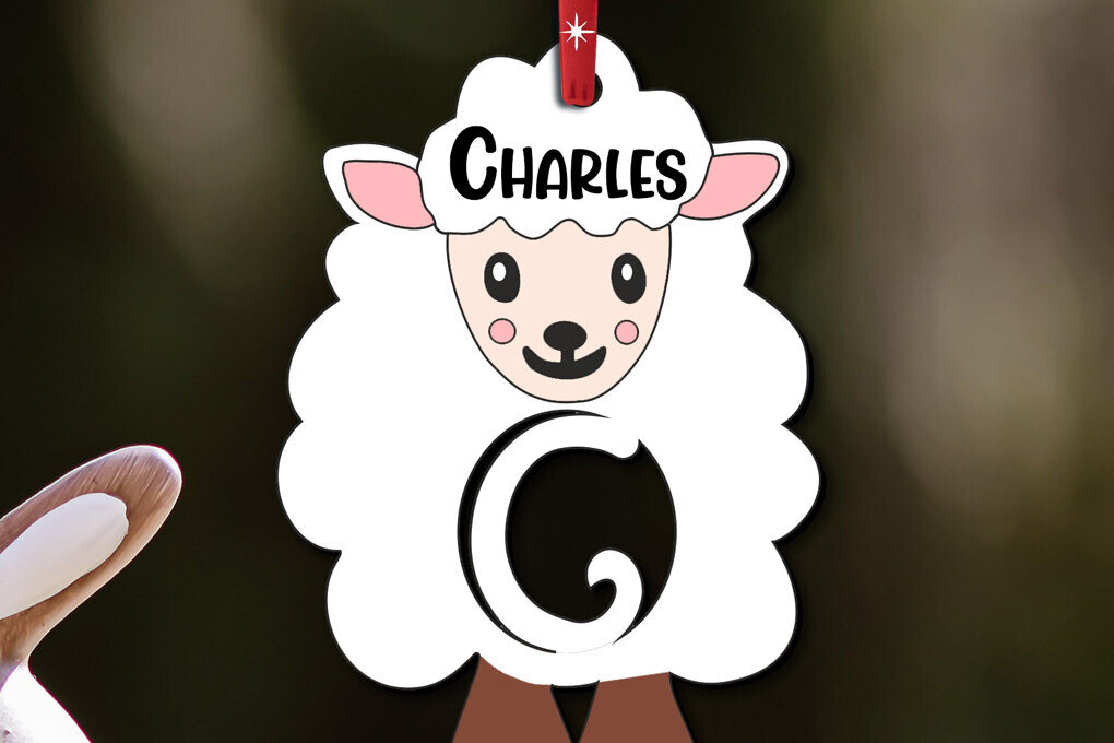 Σετ των 2 Intra απο ξύλο plywood  Χρώμα wenge 3mm-4mm πάχος - Πασχαλινό Στολίδι Γράμμα Γ Πρόβατο Δίασταση 6x6 cm INTRAFABR-120420884