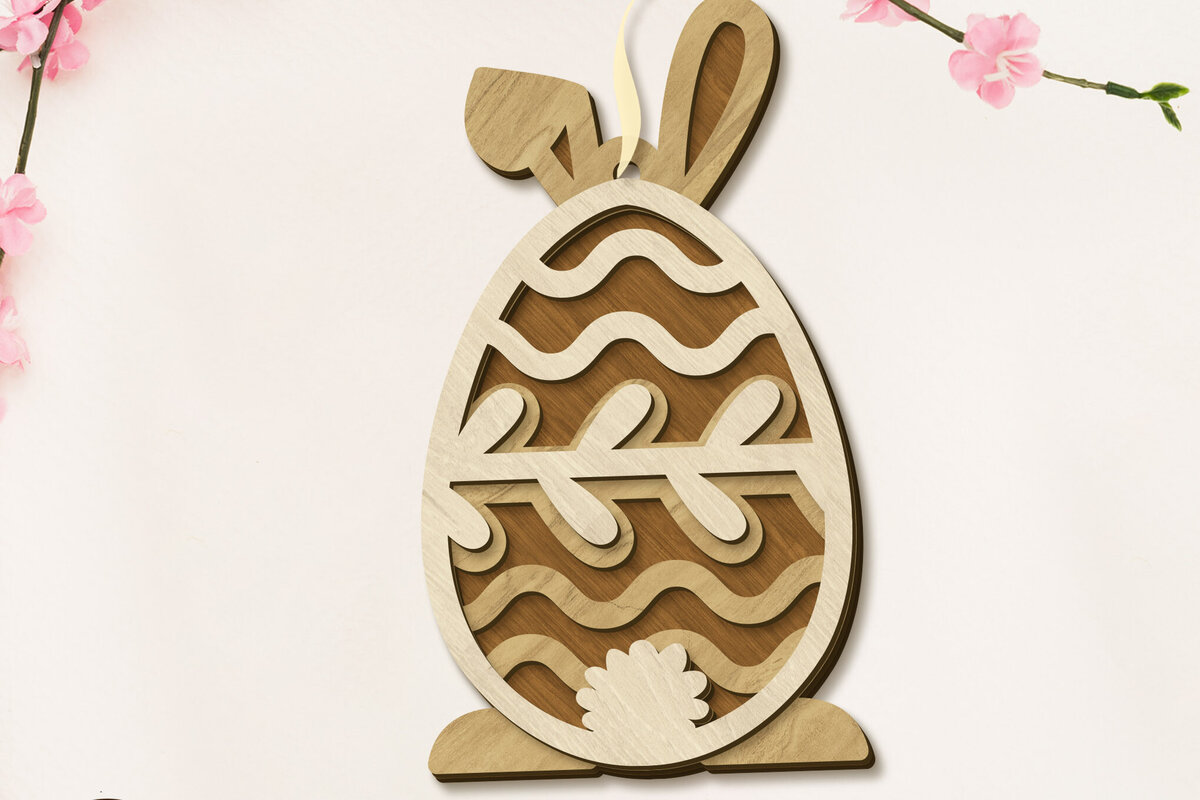 Σετ των 2 Intra απο ξύλο plywood  Χρώμα wenge 3mm-4mm πάχος - Πασχαλινά στολίδια αυγό, κομμένο σε στρώσεις Δίασταση 4x5 cm INTRAFABR-115665054