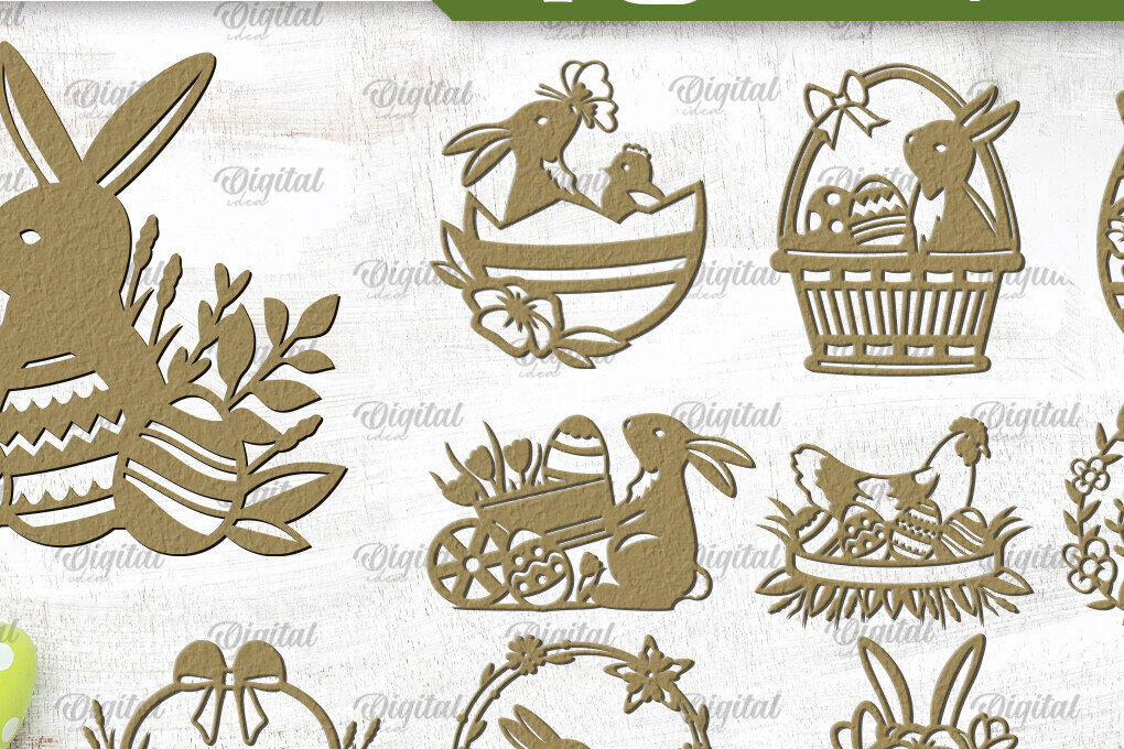 Σετ των 2 Intra απο ξύλο plywood  Χρώμα wenge 3mm-4mm πάχος - Πασχαλινό κομμένο πακέτο. Διακόσμηση κοπής με λέιζερ Δίασταση 15x15 cm INTRAFABR-61694128