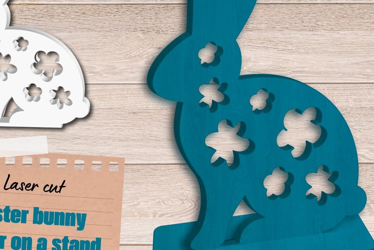 Intra απο ξύλο plywood  Χρώμα wenge 3mm-4mm πάχος - Πασχαλινή διακόσμηση κουνελιών, 3D Layered Δίασταση 30x20 cm INTRAFABR-84746149