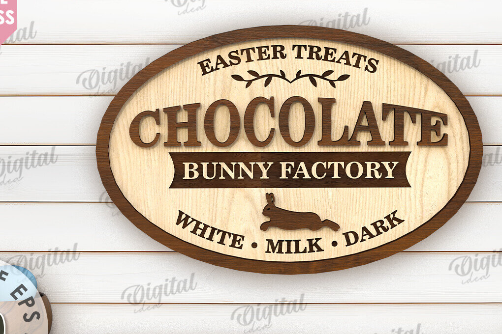 Σετ των 2 Intra απο ξύλο plywood  Χρώμα wenge 3mm-4mm πάχος - Πασχαλινή ρετρό πινακίδα . Σπίτι του Πάσχα Δίασταση 15x15 cm INTRAFABR-105281578