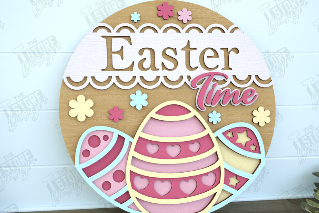 Σετ των 2 Intra απο ξύλο plywood  Χρώμα wenge 3mm-4mm πάχος - Πασχαλινή Στρογγυλή Πινακίδα | Καλό Πάσχα | CNC Δίασταση 15x15 cm INTRAFABR-122523241