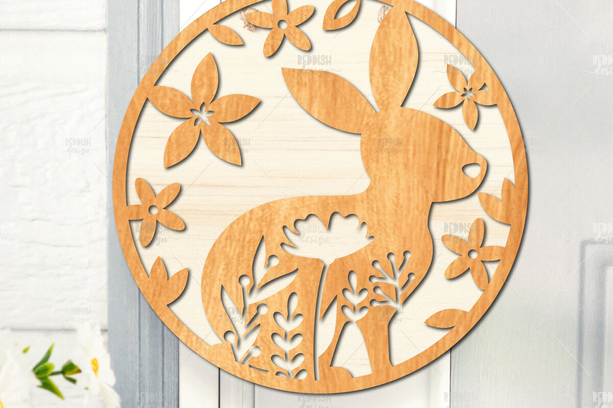 Σετ των 2 Intra απο ξύλο plywood  Χρώμα wenge 3mm-4mm πάχος - Πασχαλινή στρογγυλή πινακίδα I Πασχαλινή κρεμάστρα πόρτας Δίασταση 15x15 cm INTRAFABR-96218293