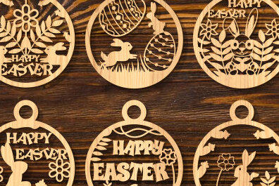 Σετ των 2 Intra απο ξύλο plywood  Χρώμα wenge 3mm-4mm πάχος - Πασχαλινή Στρογγυλή Πινακίδα Bundle Δίασταση 15x15 cm INTRAFABR-105175474