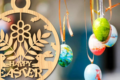 Σετ των 2 Intra απο ξύλο plywood  Χρώμα wenge 3mm-4mm πάχος - Πασχαλινή στρογγυλή πινακίδα Δίασταση 15x15 cm INTRAFABR-46324953