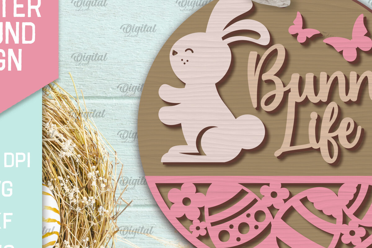 Σετ των 2 Intra απο ξύλο plywood  Χρώμα wenge 3mm-4mm πάχος - Πασχαλινή Στρογγυλή Πινακίδα . Καλό Πάσχα σημάδι Δίασταση 15x15 cm INTRAFABR-31706290