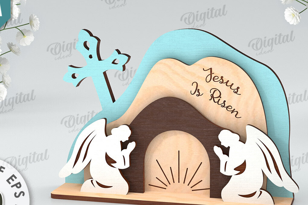 Σετ των 2 Intra απο ξύλο plywood  Χρώμα wenge 3mm-4mm πάχος - Πασχαλινή Σκηνή Απο. Θρησκευτικό Πάσχα Δίασταση 15x15 cm INTRAFABR-122154064