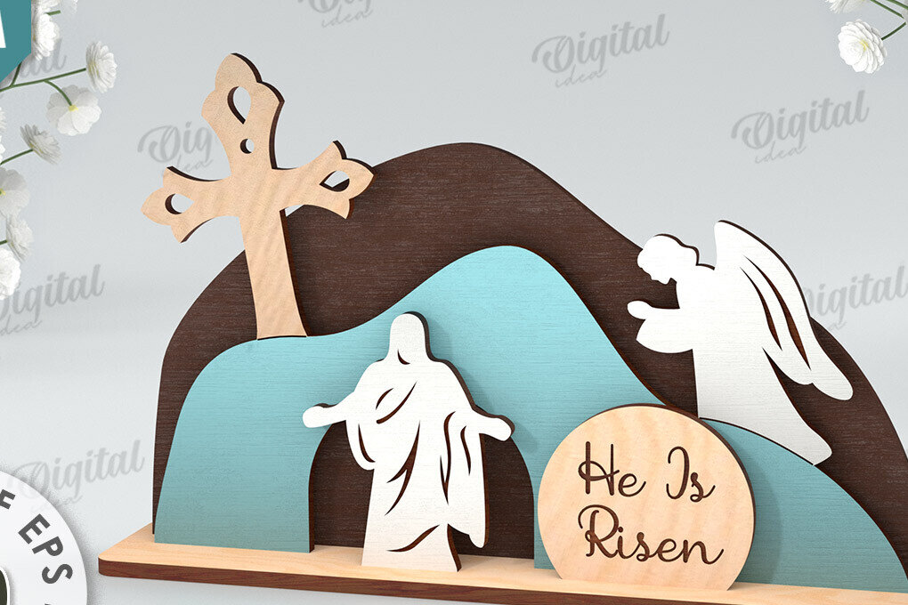 Σετ των 2 Intra απο ξύλο plywood  Χρώμα wenge 3mm-4mm πάχος - Πασχαλινή Σκηνή Απο. Θρησκευτικό Πάσχα Δίασταση 15x15 cm INTRAFABR-122154081