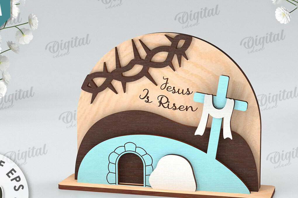 Σετ των 2 Intra απο ξύλο plywood  Χρώμα wenge 3mm-4mm πάχος - Πασχαλινή Σκηνή Απο. Θρησκευτικό Πάσχα Δίασταση 15x15 cm INTRAFABR-122154014