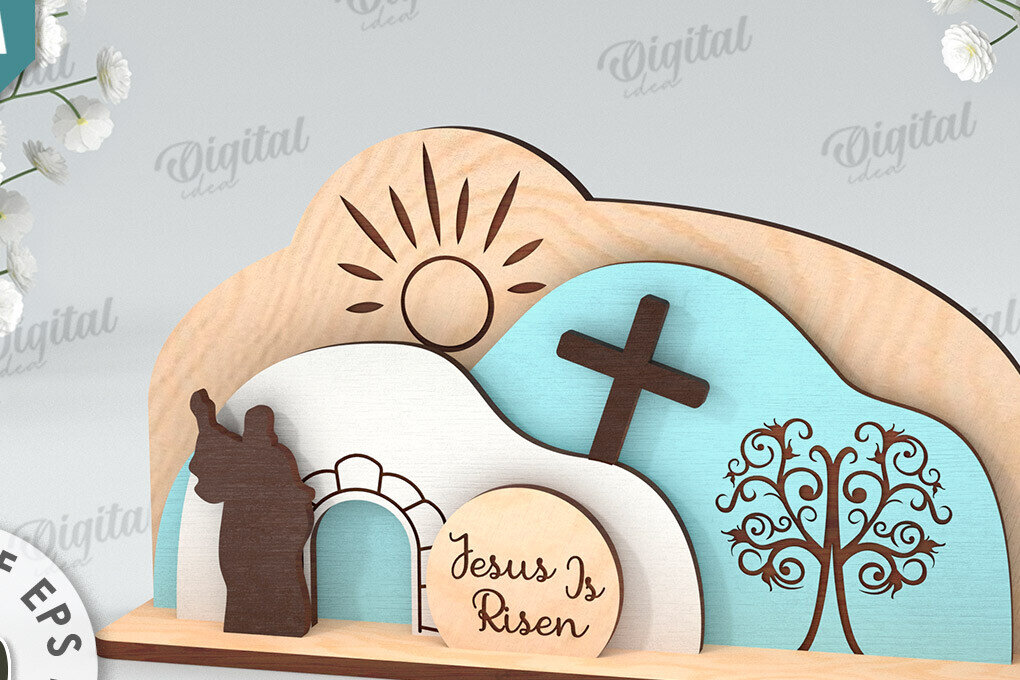 Σετ των 2 Intra απο ξύλο plywood  Χρώμα wenge 3mm-4mm πάχος - Πασχαλινή Σκηνή Απο. Θρησκευτικό Πάσχα Δίασταση 15x15 cm INTRAFABR-122245706