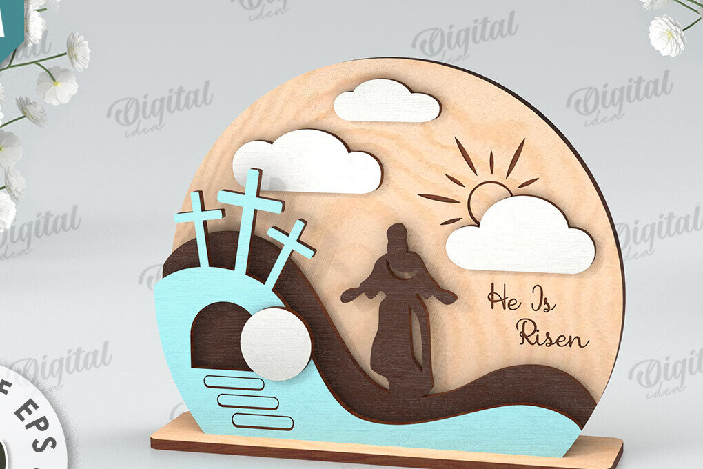 Σετ των 2 Intra απο ξύλο plywood  Χρώμα wenge 3mm-4mm πάχος - Πασχαλινή Σκηνή Απο. Θρησκευτικό Πάσχα Δίασταση 15x15 cm INTRAFABR-122245719