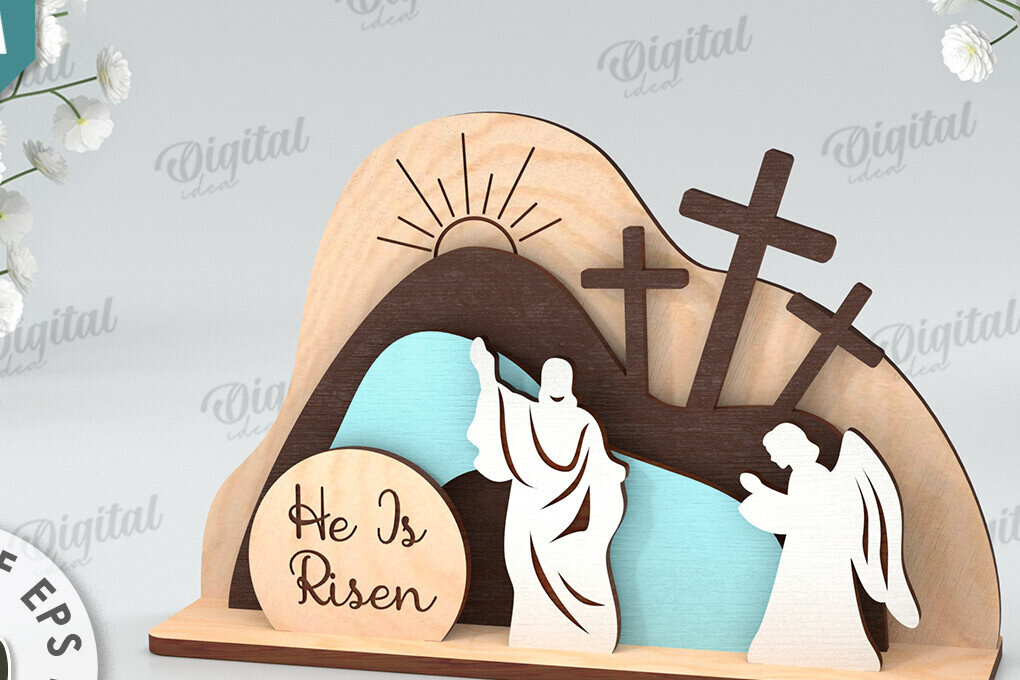 Σετ των 2 Intra απο ξύλο plywood  Χρώμα wenge 3mm-4mm πάχος - Πασχαλινή Σκηνή Απο. Θρησκευτικό Πάσχα Δίασταση 15x15 cm INTRAFABR-122245702