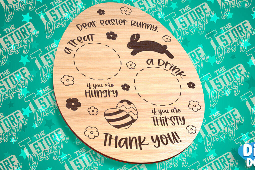 Σετ των 2 Intra απο ξύλο plywood  Χρώμα wenge 3mm-4mm πάχος - Πασχαλινός δίσκος | Αγαπητέ λαγουδάκι του Πάσχα Δίασταση 15x15 cm INTRAFABR-93393203