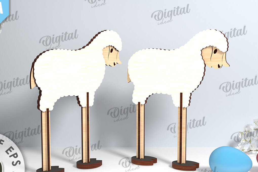 Σετ των 2 Intra απο ξύλο plywood  Χρώμα wenge 3mm-4mm πάχος - Πασχαλινή προβάτων. Πασχαλινός χαρακτήρας Δίασταση 15x15 cm INTRAFABR-125321373