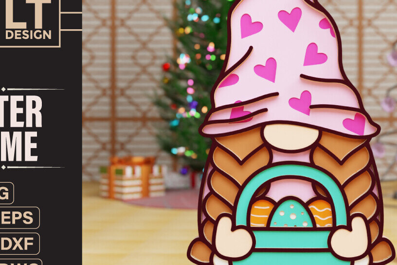 Intra απο ξύλο plywood  Χρώμα wenge 3mm-4mm πάχος - Πασχαλινό Gnome ting Δίασταση 20x25 cm INTRAFABR-72392049