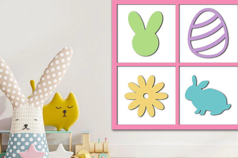 Σετ των 2 Intra απο ξύλο plywood  Χρώμα wenge 3mm-4mm πάχος - Πινακίδα Πάσχας Πλατεία Δίασταση 15x15 cm INTRAFABR-115632570