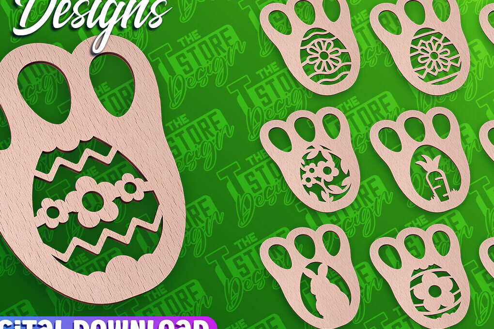 Σετ των 2 Intra απο ξύλο plywood  Χρώμα wenge 3mm-4mm πάχος - με λέιζερ πασχαλινό στένσιλ | CNC Δίασταση 15x15 cm INTRAFABR-100312317