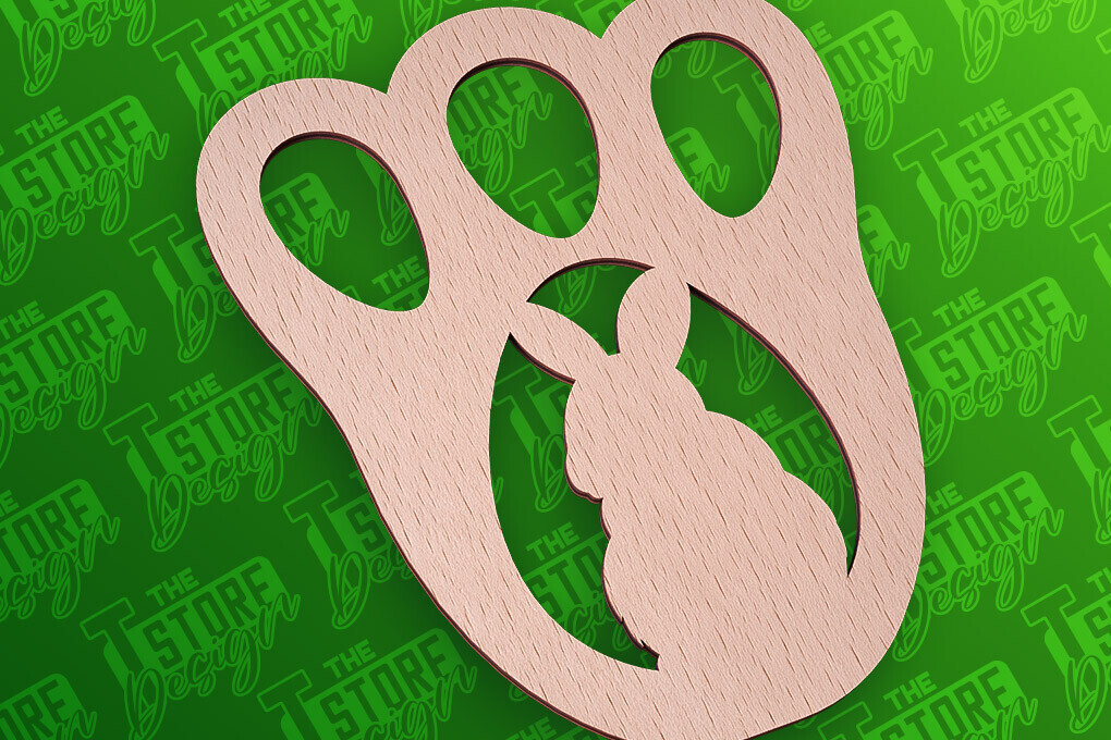 Σετ των 2 Intra απο ξύλο plywood  Χρώμα wenge 3mm-4mm πάχος - με λέιζερ πασχαλινό στένσιλ | CNC Δίασταση 15x15 cm INTRAFABR-93546214