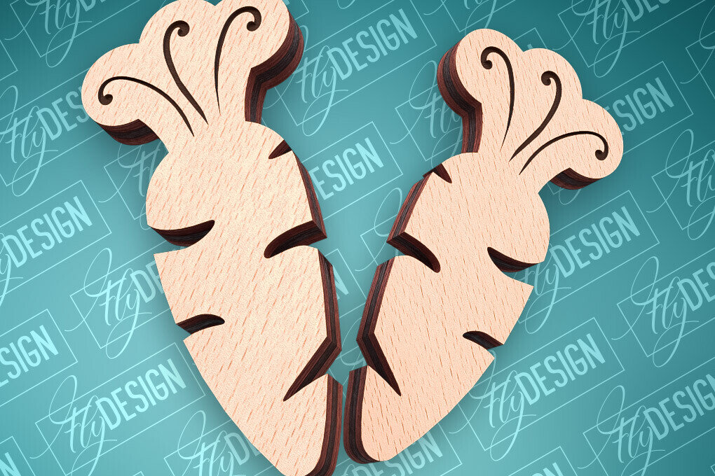 Σετ των 3 Intra απο ξύλο plywood  Χρώμα wenge 3mm-4mm πάχος - Πασχαλινά σκουλαρίκια με λέιζερ | Καρότο Δίασταση 3x3 cm INTRAFABR-78117810