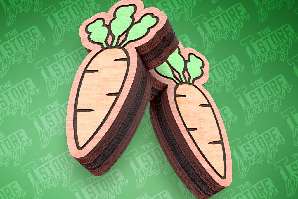 Σετ των 3 Intra απο ξύλο plywood  Χρώμα wenge 3mm-4mm πάχος - Πασχαλινά σκουλαρίκια με λέιζερ | Καρότο Δίασταση 3x3 cm INTRAFABR-79194607