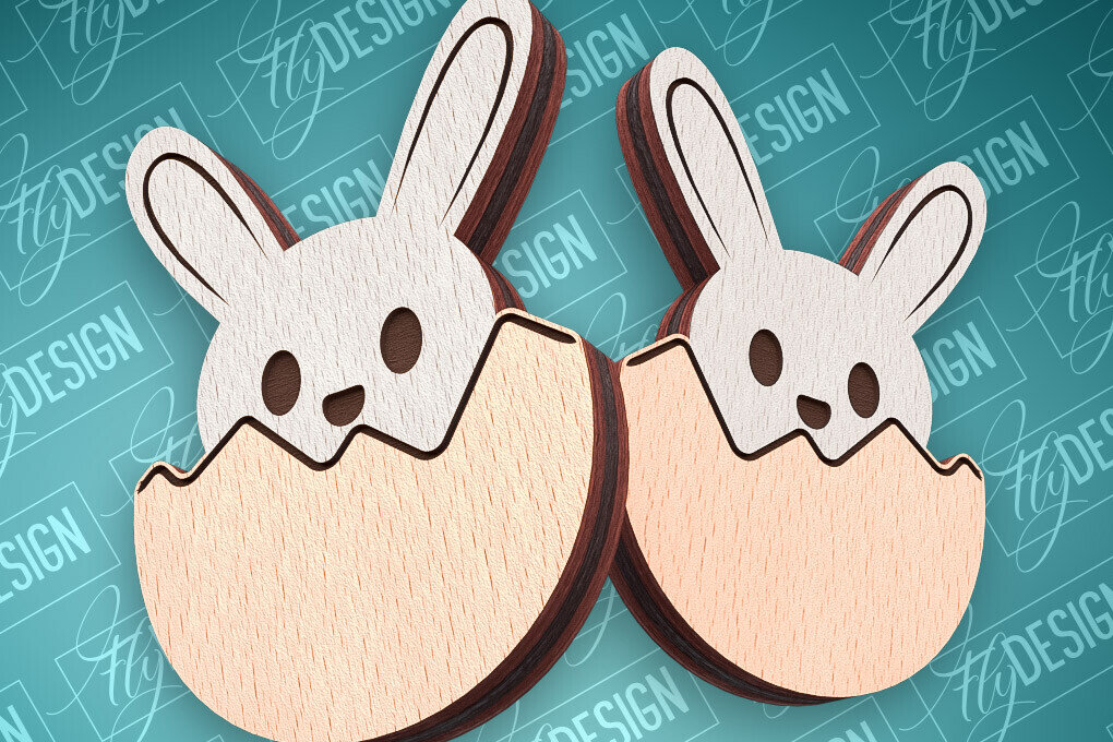 Σετ των 3 Intra απο ξύλο plywood  Χρώμα wenge 3mm-4mm πάχος - Πασχαλινά σκουλαρίκια με λέιζερ | CNC Δίασταση 3x3 cm INTRAFABR-70459802