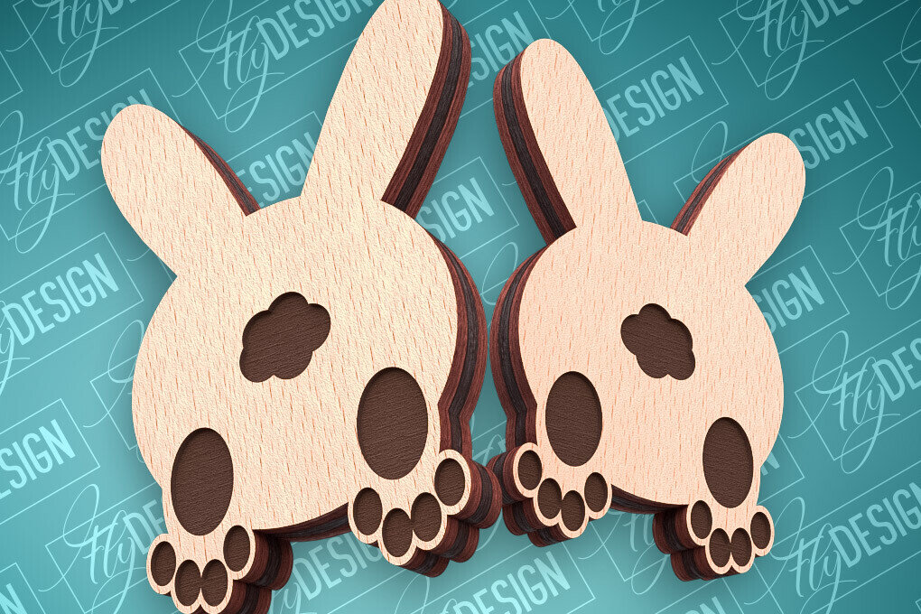 Σετ των 3 Intra απο ξύλο plywood  Χρώμα wenge 3mm-4mm πάχος - Πασχαλινά σκουλαρίκια με λέιζερ | CNC Δίασταση 3x3 cm INTRAFABR-69633755