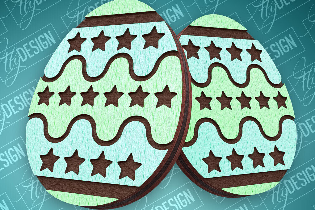 Σετ των 3 Intra απο ξύλο plywood  Χρώμα wenge 3mm-4mm πάχος - Πασχαλινά σκουλαρίκια με λέιζερ | CNC Δίασταση 3x3 cm INTRAFABR-120787311