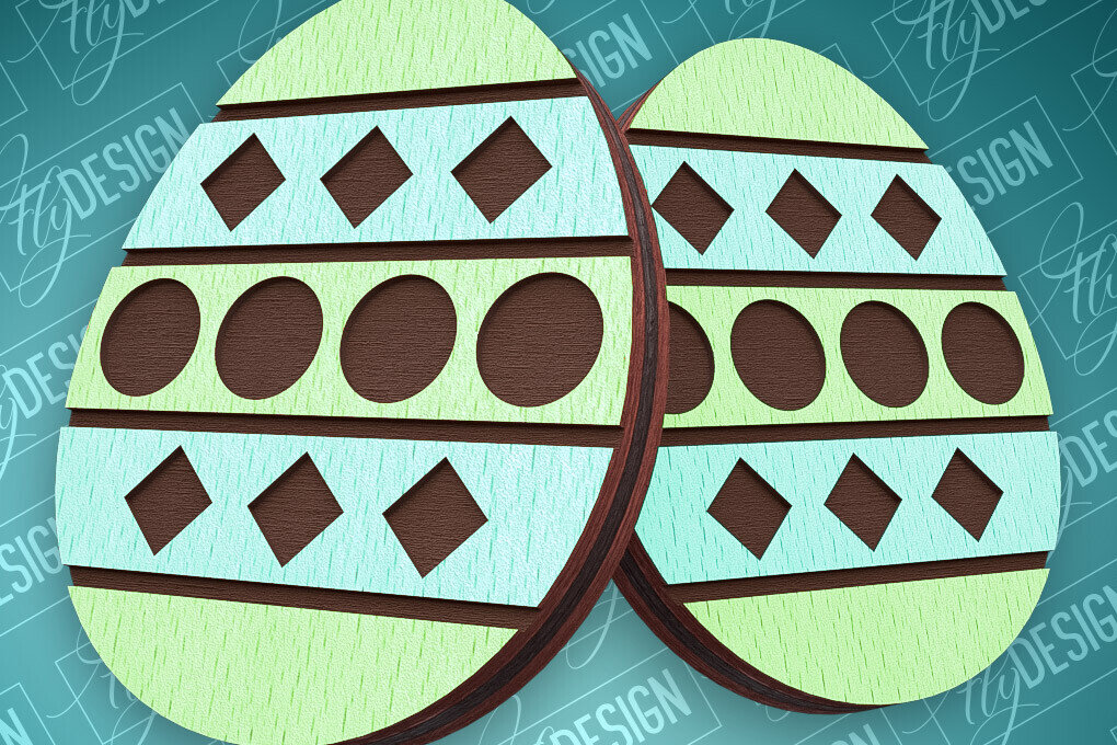 Σετ των 3 Intra απο ξύλο plywood  Χρώμα wenge 3mm-4mm πάχος - Πασχαλινά σκουλαρίκια με λέιζερ | CNC Δίασταση 3x3 cm INTRAFABR-121158487