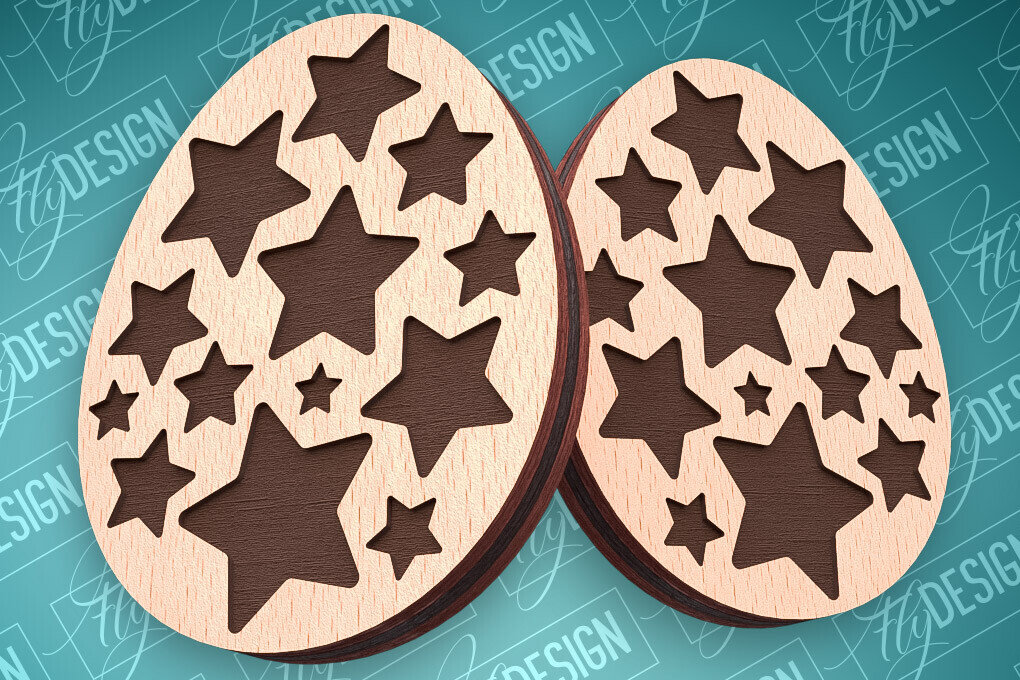 Σετ των 3 Intra απο ξύλο plywood  Χρώμα wenge 3mm-4mm πάχος - Πασχαλινά σκουλαρίκια με λέιζερ | CNC Δίασταση 3x3 cm INTRAFABR-120783294