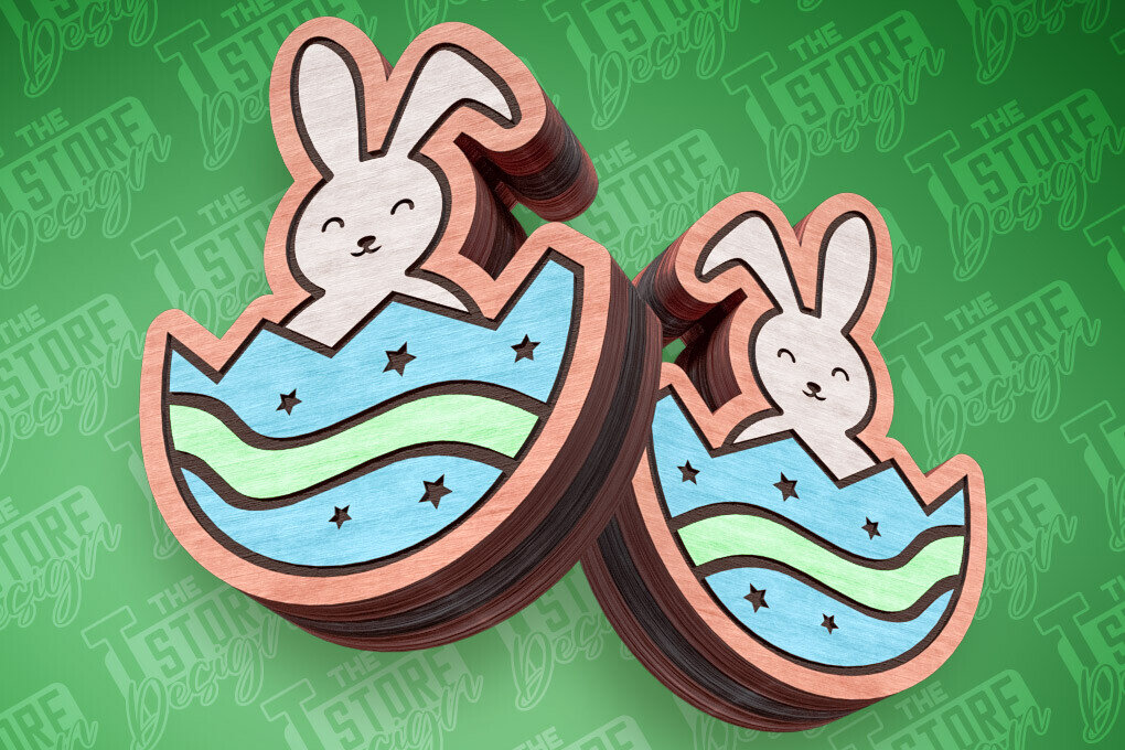 Σετ των 3 Intra απο ξύλο plywood  Χρώμα wenge 3mm-4mm πάχος - Πασχαλινά σκουλαρίκια με λέιζερ | Αυγά Δίασταση 3x3 cm INTRAFABR-66179133