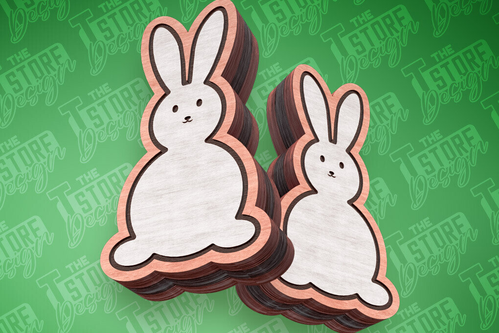 Σετ των 3 Intra απο ξύλο plywood  Χρώμα wenge 3mm-4mm πάχος - Πασχαλινά σκουλαρίκια με λέιζερ | Κουνέλι Δίασταση 3x3 cm INTRAFABR-66198358