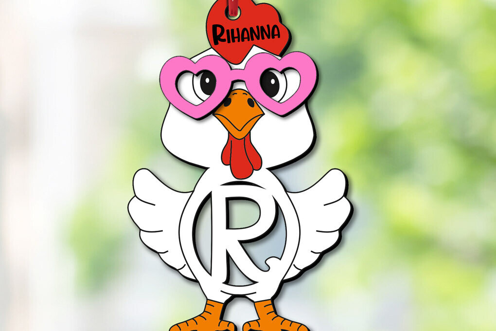 Σετ των 2 Intra απο ξύλο plywood  Χρώμα wenge 3mm-4mm πάχος - Πασχαλινό Chicken Letter R Όνομα καλαθιού Δίασταση 6x6 cm INTRAFABR-69703322