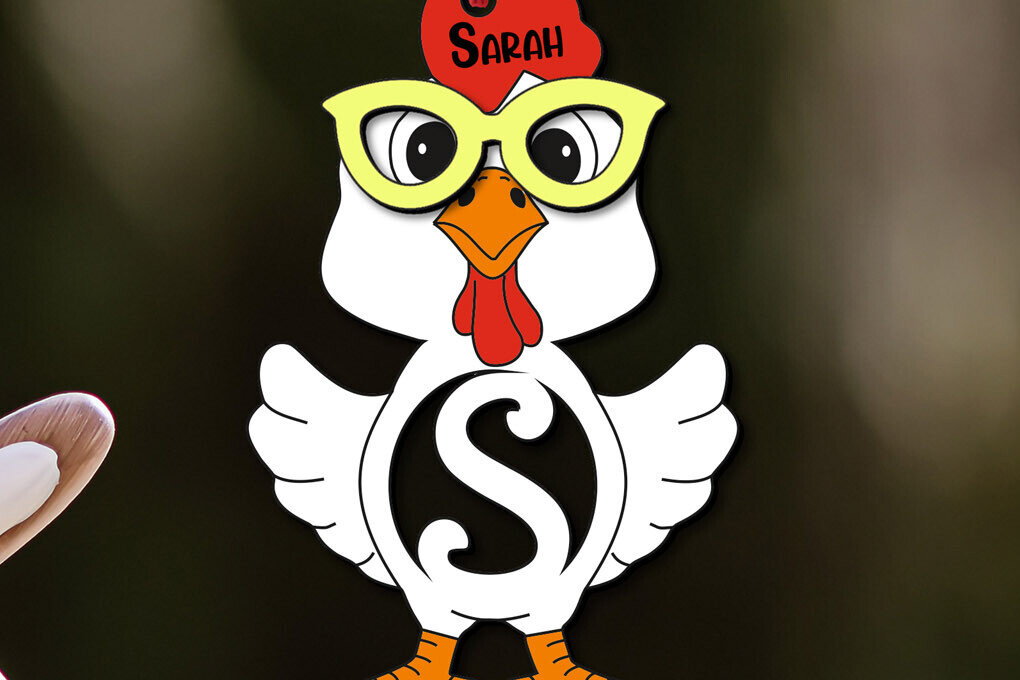 Σετ των 2 Intra απο ξύλο plywood  Χρώμα wenge 3mm-4mm πάχος - Πασχαλινό Chicken Letter S Όνομα καλαθιού Δίασταση 6x6 cm INTRAFABR-56503583