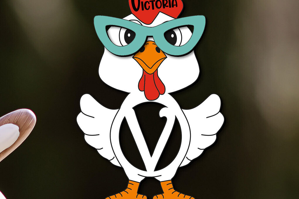 Σετ των 2 Intra απο ξύλο plywood  Χρώμα wenge 3mm-4mm πάχος - Πασχαλινό Chicken Letter V Όνομα καλαθιού Δίασταση 6x6 cm INTRAFABR-56502574