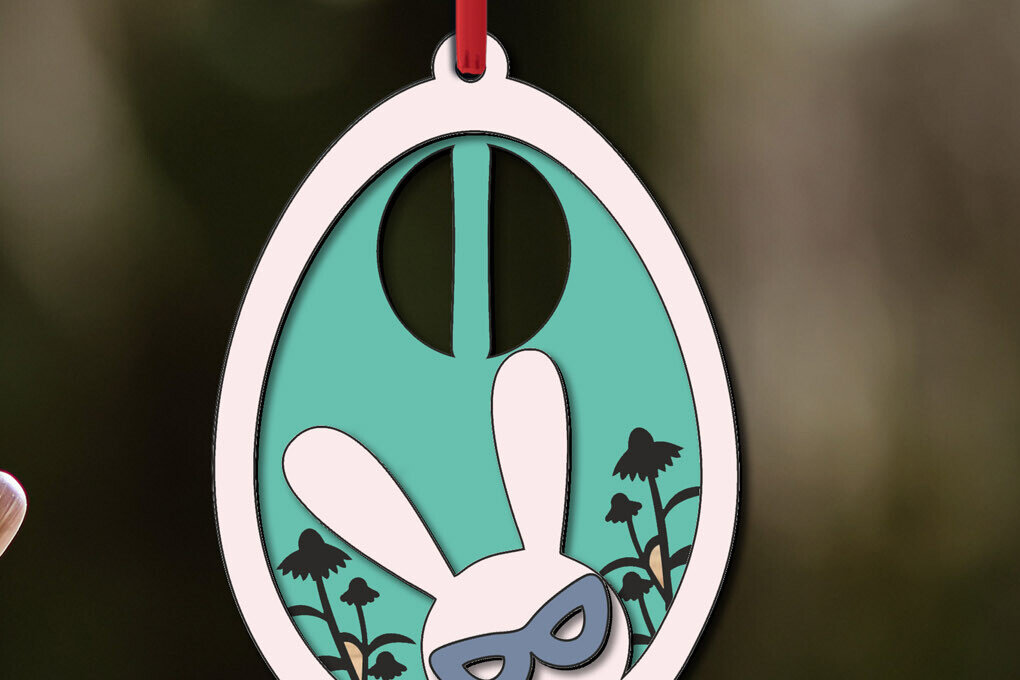 Σετ των 2 Intra απο ξύλο plywood  Χρώμα wenge 3mm-4mm πάχος - Πασχαλινό Letter I Bunny Egg Basket Tag Δίασταση 6x6 cm INTRAFABR-104249100