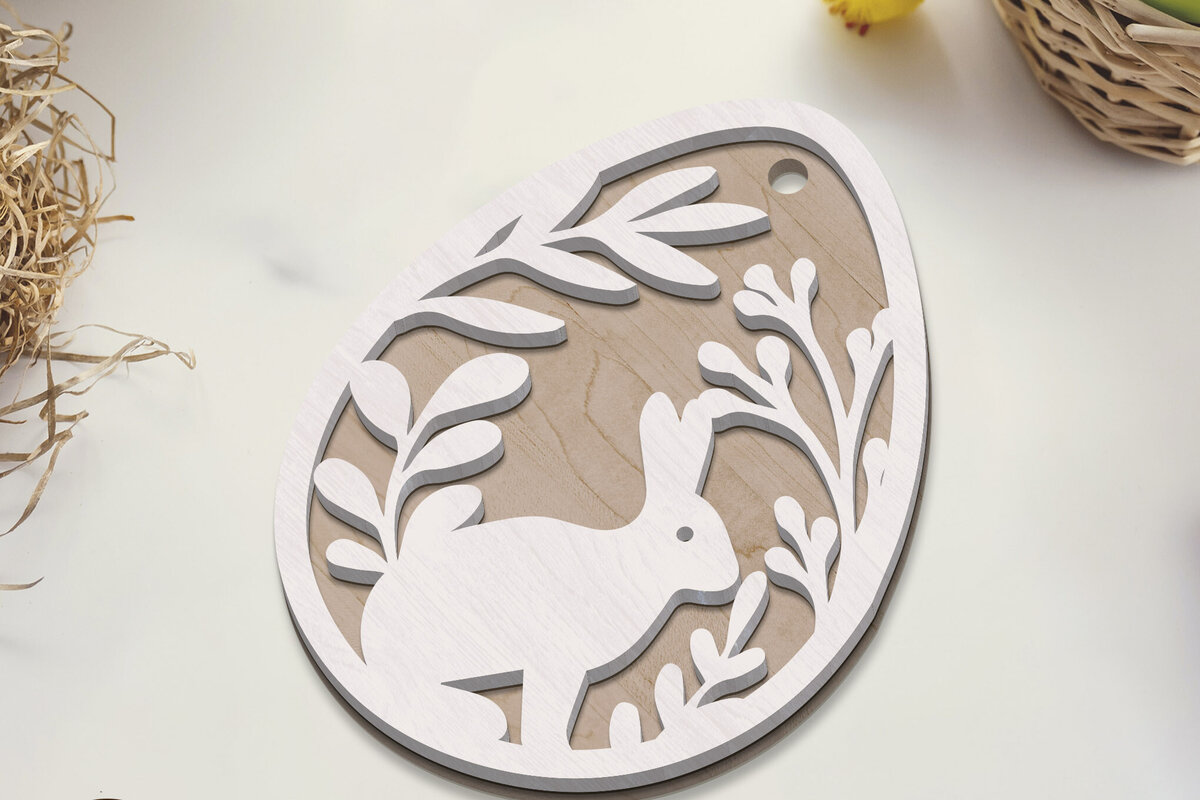 Σετ των 2 Intra απο ξύλο plywood  Χρώμα wenge 3mm-4mm πάχος - Πασχαλινή ετικέτα με πρότυπο στολίδι κουνελιού Δίασταση 3x4 cm INTRAFABR-68460629