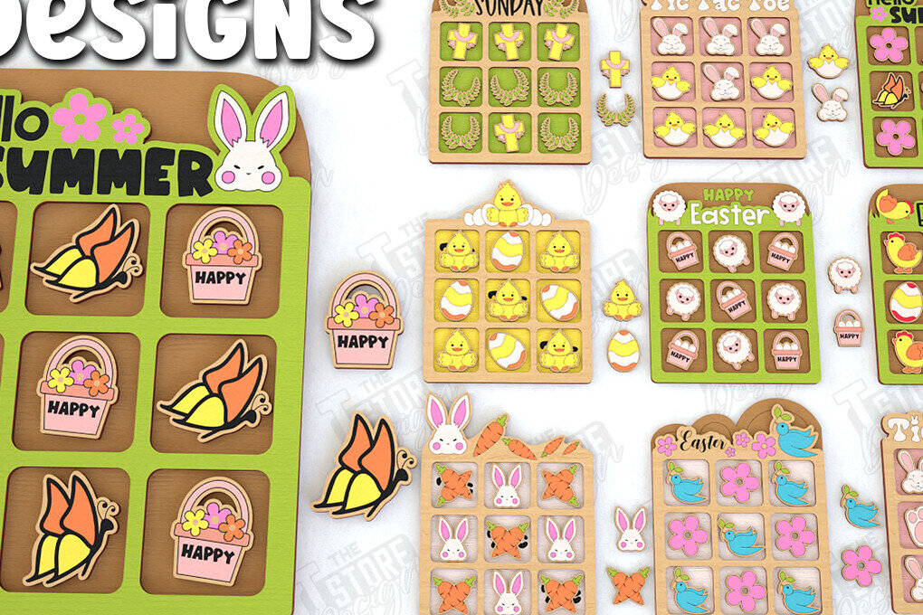 Σετ των 2 Intra απο ξύλο plywood  Χρώμα wenge 3mm-4mm πάχος - Πασχαλινό Tic Tac Toe Bundle | Κλασικό παιχνίδι Δίασταση 15x15 cm INTRAFABR-114184060