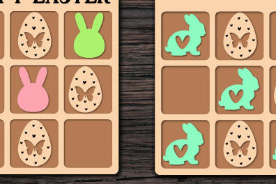 Intra απο ξύλο plywood  Χρώμα wenge 3mm-4mm πάχος - Πασχαλινό Tic Tac Toe Παιχνίδι Δίασταση 30x20 cm INTRAFABR-114184073