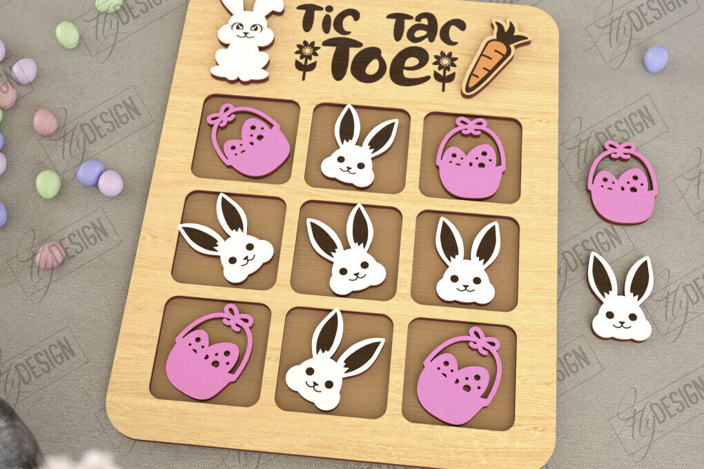 Σετ των 2 Intra απο ξύλο plywood  Χρώμα wenge 3mm-4mm πάχος - Πασχαλινό Tic Tac Toe | Νότες και Σταυροί Δίασταση 15x15 cm INTRAFABR-114381573