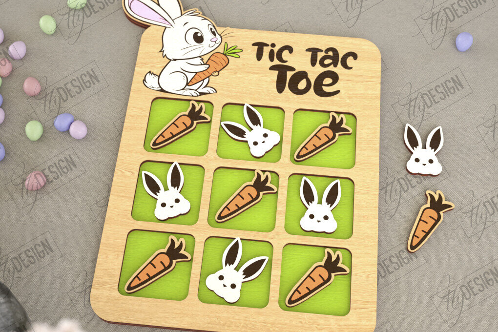 Σετ των 2 Intra απο ξύλο plywood  Χρώμα wenge 3mm-4mm πάχος - Πασχαλινό Tic Tac Toe | Νότες και Σταυροί Δίασταση 15x15 cm INTRAFABR-114381591