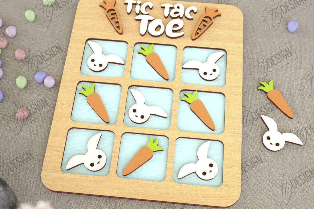 Σετ των 2 Intra απο ξύλο plywood  Χρώμα wenge 3mm-4mm πάχος - Πασχαλινό Tic Tac Toe | Νότες και Σταυροί Δίασταση 15x15 cm INTRAFABR-58548293