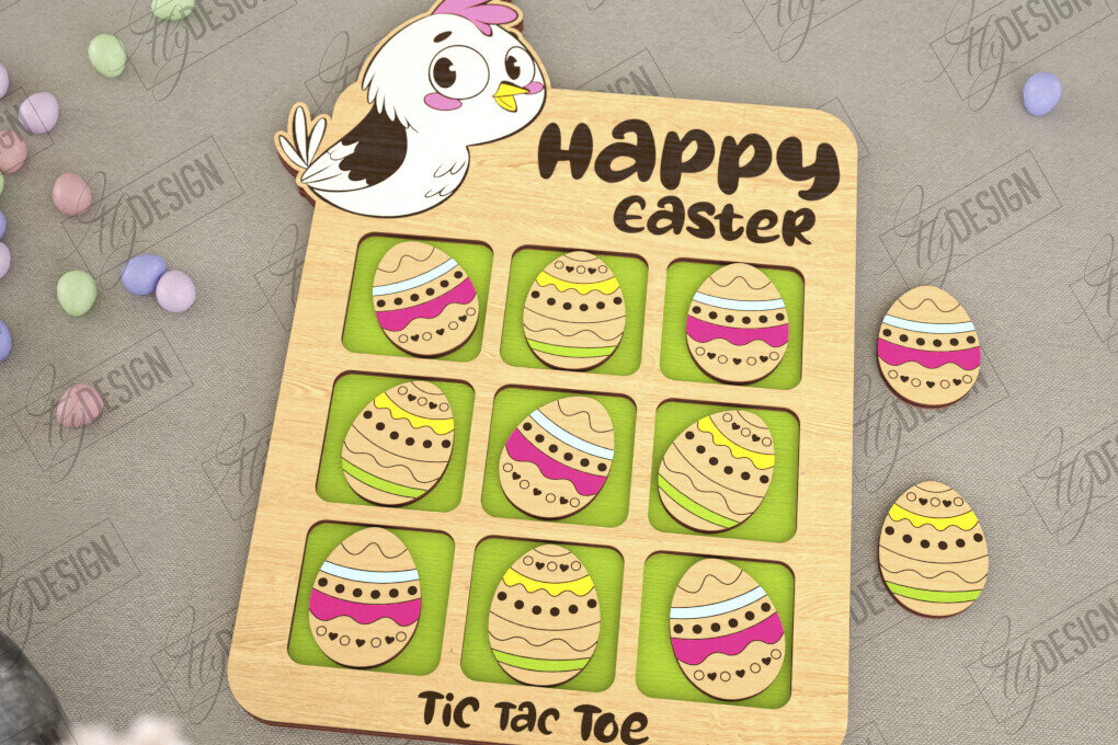 Σετ των 2 Intra απο ξύλο plywood  Χρώμα wenge 3mm-4mm πάχος - Πασχαλινό Tic Tac Toe | Νότες και Σταυροί Δίασταση 15x15 cm INTRAFABR-33159651