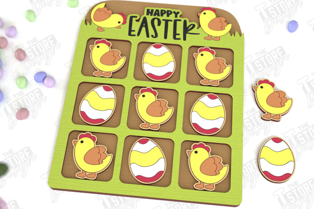 Σετ των 2 Intra απο ξύλο plywood  Χρώμα wenge 3mm-4mm πάχος - Πασχαλινό Tic Tac Toe | Νότες και Σταυροί Δίασταση 15x15 cm INTRAFABR-58499038