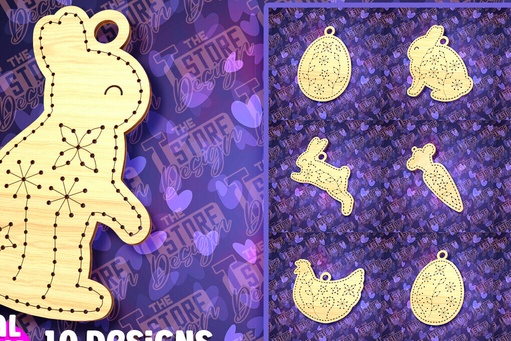 Σετ των 2 Intra απο ξύλο plywood  Χρώμα wenge 3mm-4mm πάχος - Πασχαλινό Ξυλοκέντημα Κενό | Δίασταση 15x15 cm INTRAFABR-112451887