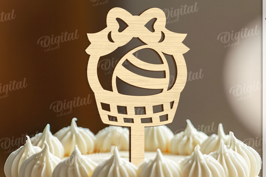 Σετ των 2 Intra απο ξύλο plywood  Χρώμα wenge 3mm-4mm πάχος - Πασχαλινή ξύλινη τούρτα Topper Laser κοπής Δίασταση 15x15 cm INTRAFABR-60146958