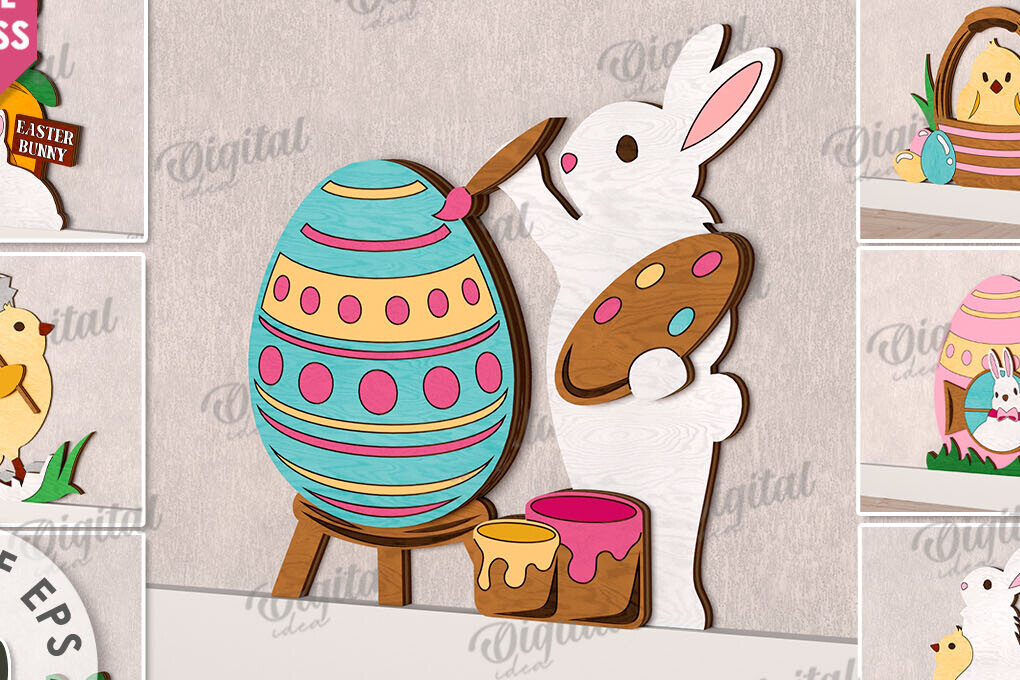 Σετ των 2 Intra απο ξύλο plywood  Χρώμα wenge 3mm-4mm πάχος - Πασχαλινή Ξύλινη Διακόσμηση Πακέτο κοπής με λέιζερ Δίασταση 15x15 cm INTRAFABR-60264957