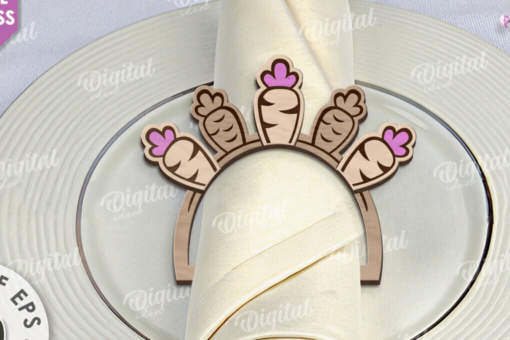 Σετ των 2 Intra απο ξύλο plywood  Χρώμα wenge 3mm-4mm πάχος - Πασχαλινό δαχτυλίδι για χαρτοπετσέτα με λέιζερ Δίασταση 15x15 cm INTRAFABR-61611063