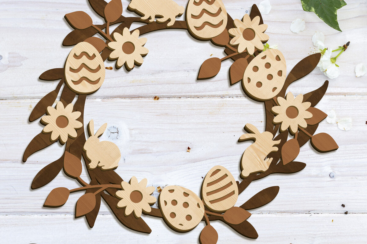 Σετ των 2 Intra απο ξύλο plywood  Χρώμα wenge 3mm-4mm πάχος - Πασχαλινό Στεφάνι Διακοσμητικό Πολυστρωματικό Θερμ Δίασταση 16x17 cm INTRAFABR-57630763